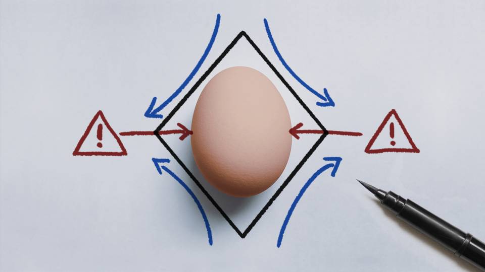 An egg being measured
