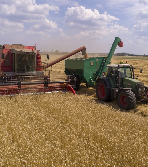 A tractor in a field