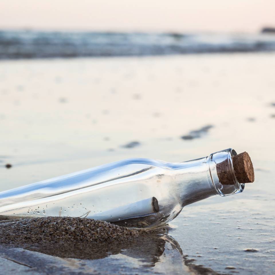 Bottle message in water