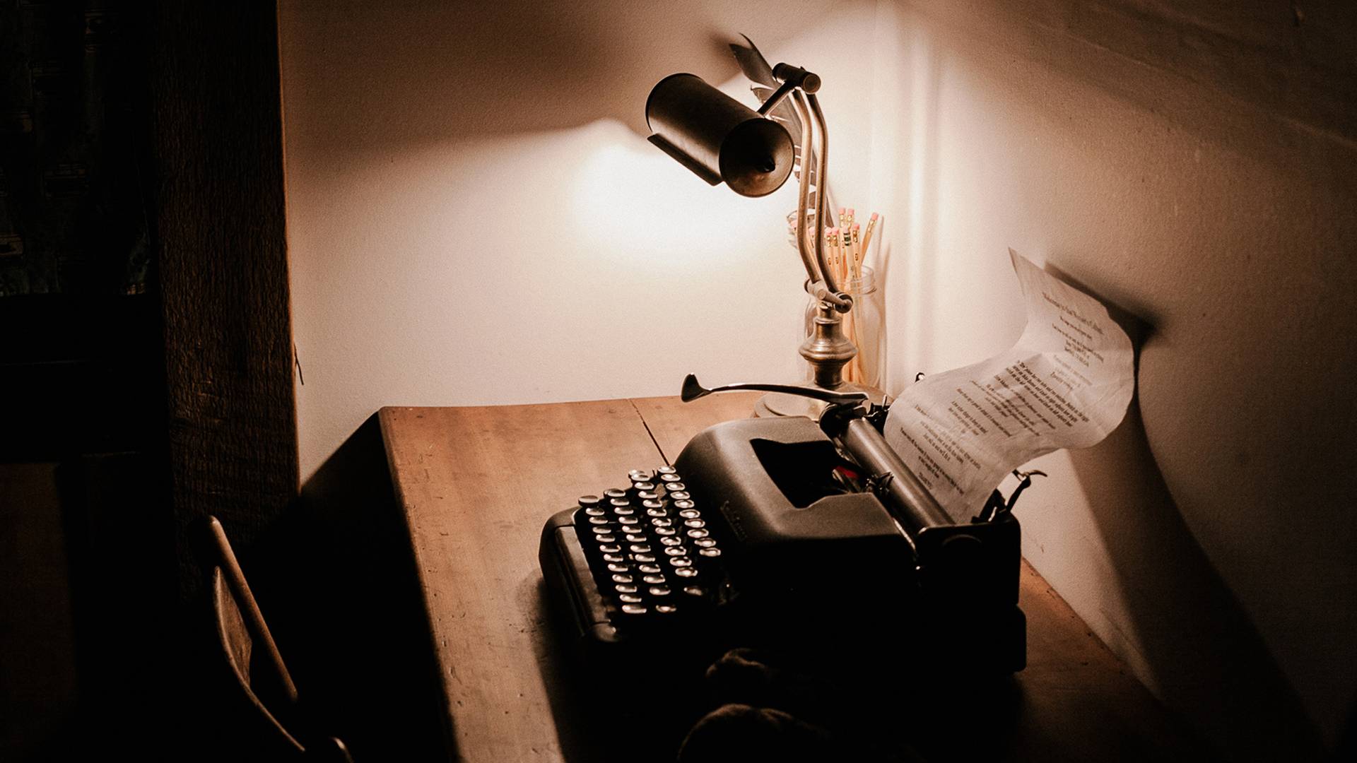 Old typewriter with document