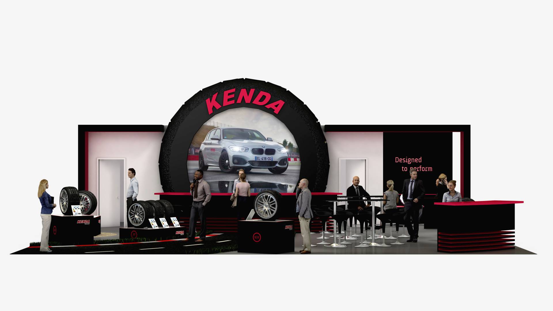 Design of the KENDA stand from the front