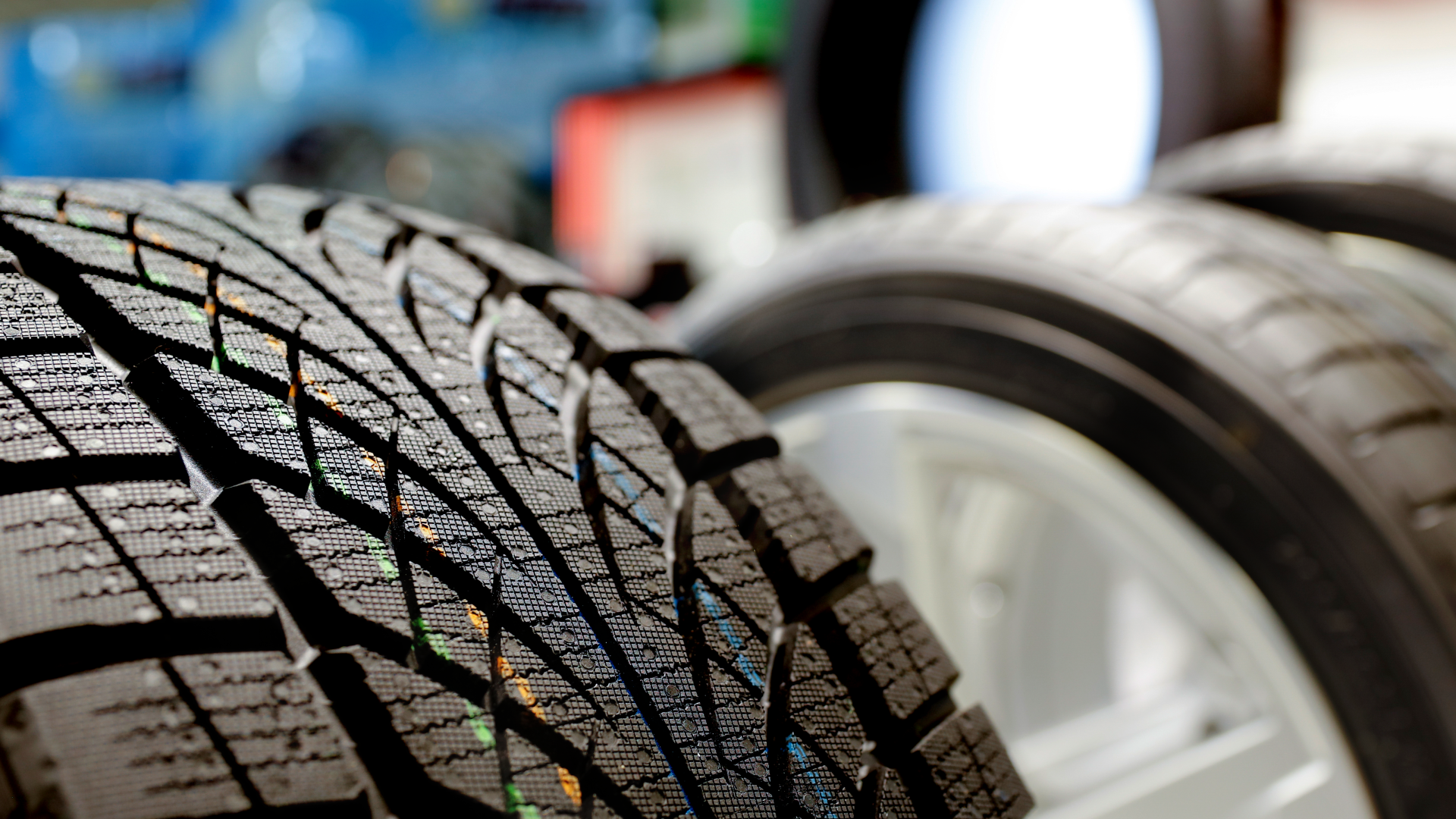 Close-up of a tyre profile