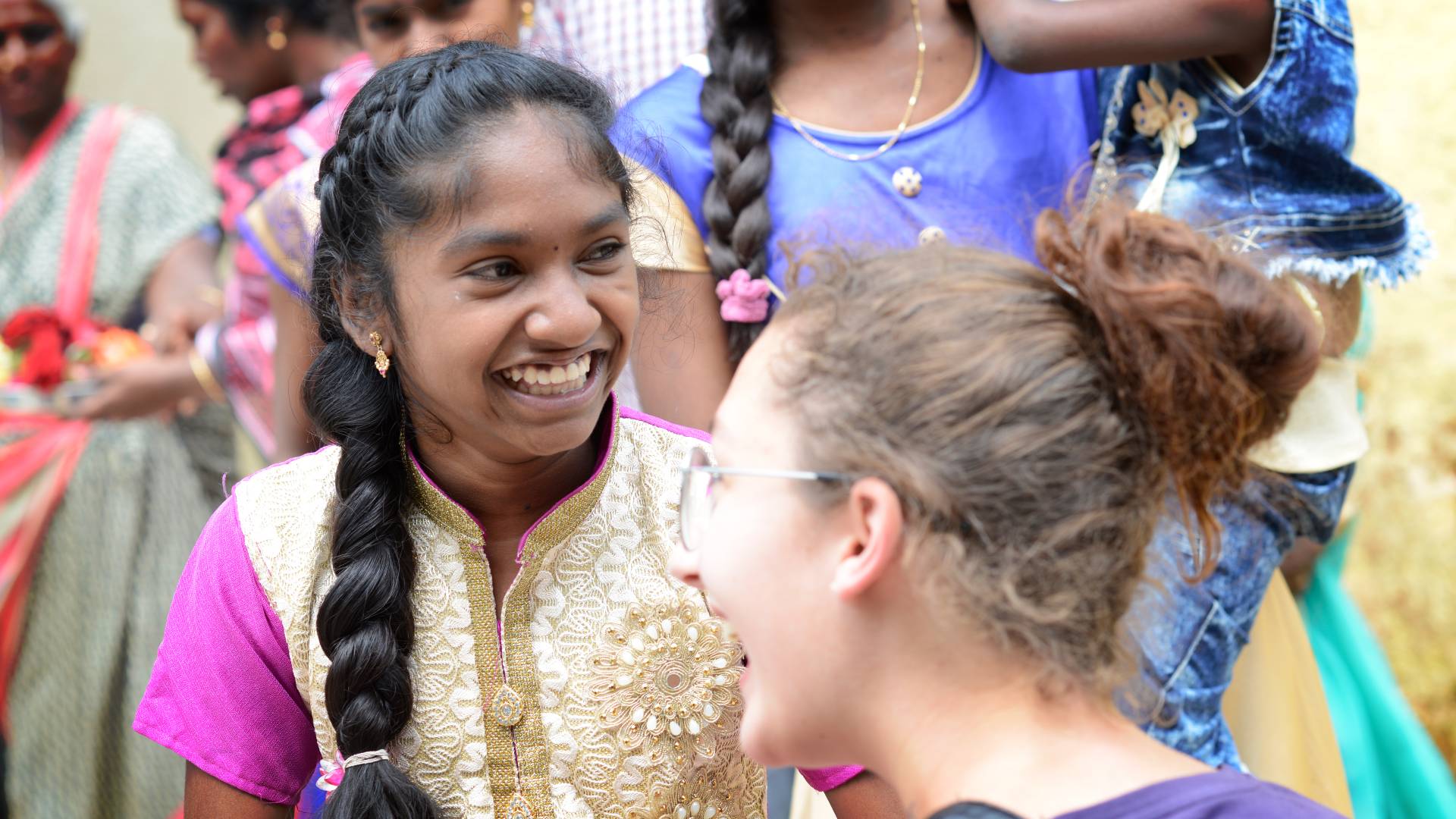 A girl laughing