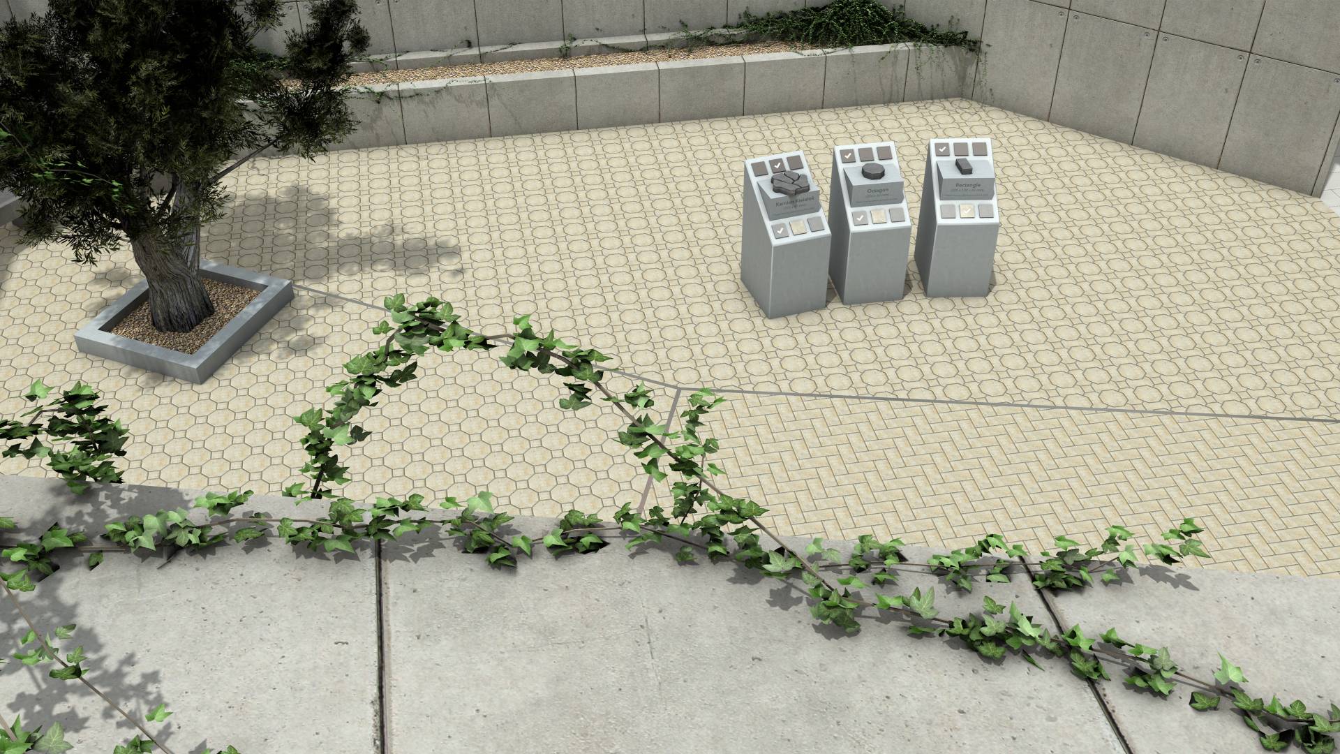 Aerial view of the virtual model garden