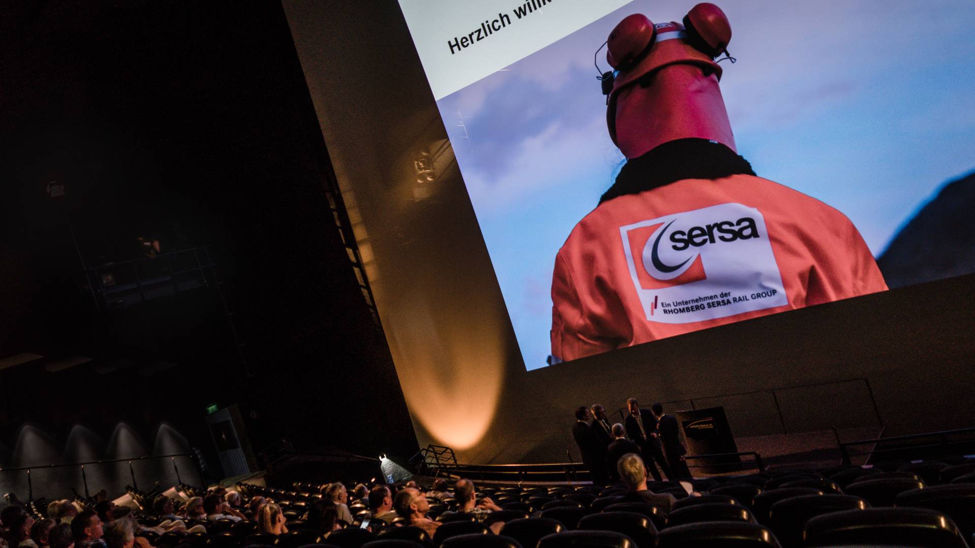 Sersa staff on a cinema screen