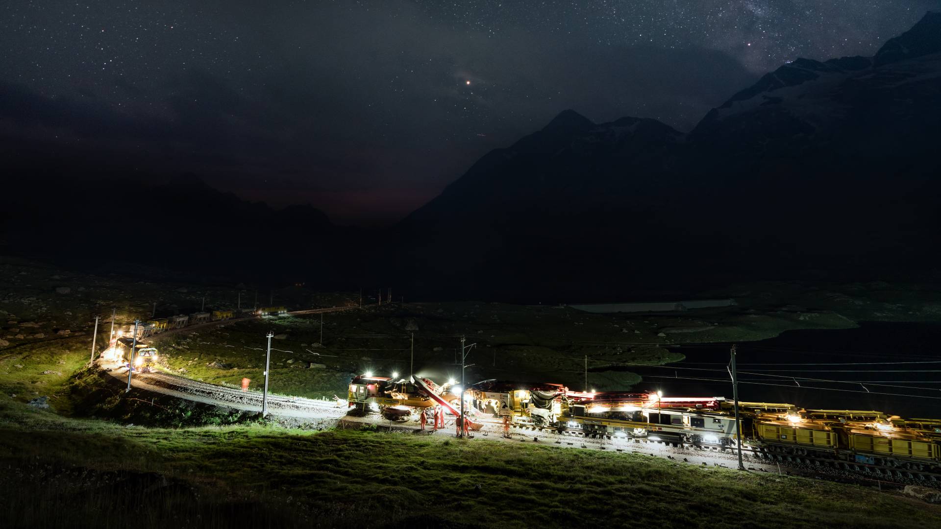 Rail work at night