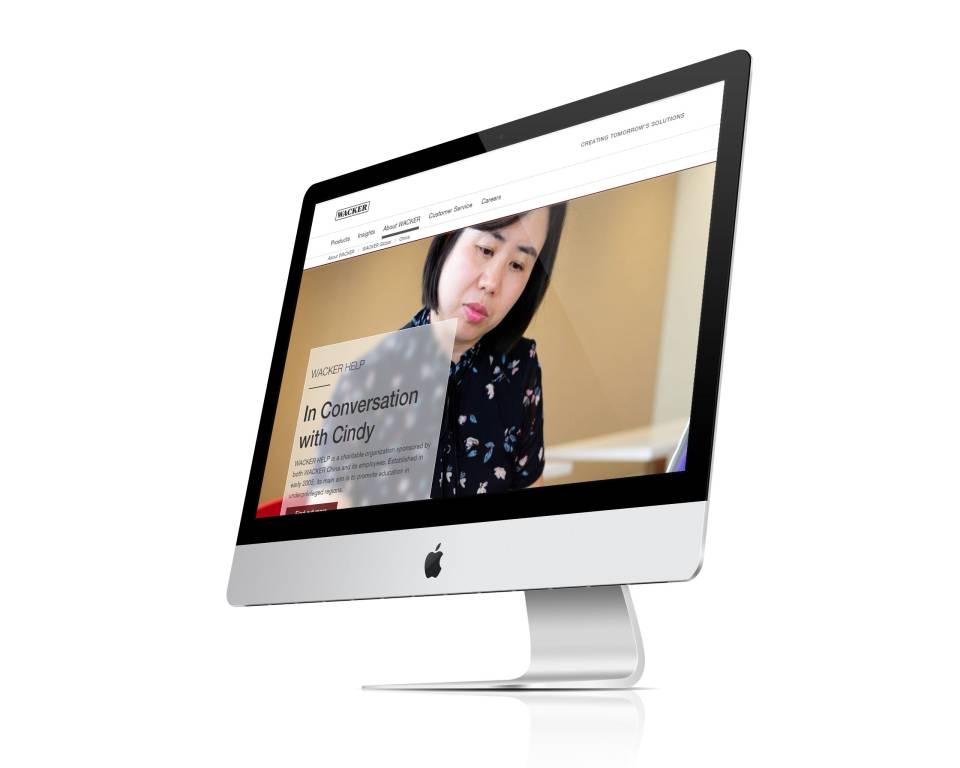 Screen with employee story from China Screen with employee story from China