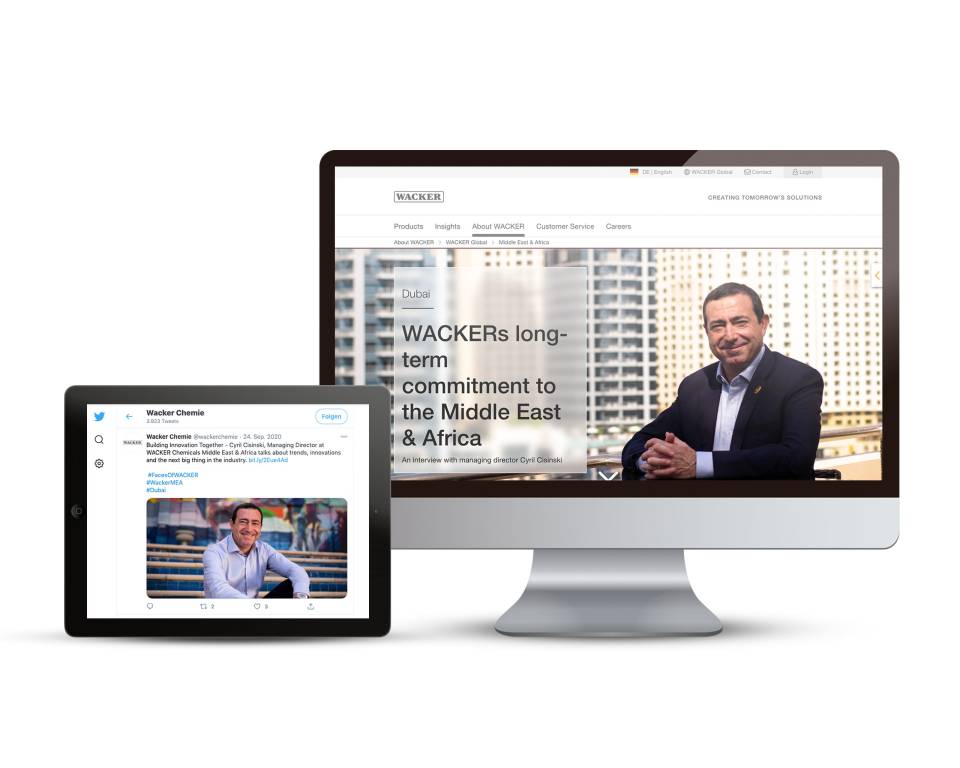 Screen with employee story from Dubai Screen with employee story from Dubai