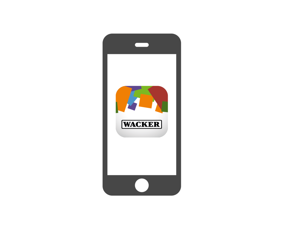 Smartphone mit Logo der WACKER AR App