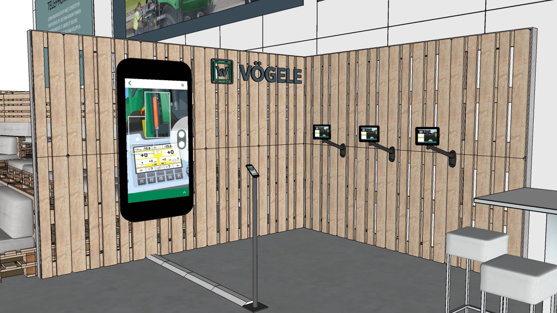 Drawing of a smartphone with the Vögele app