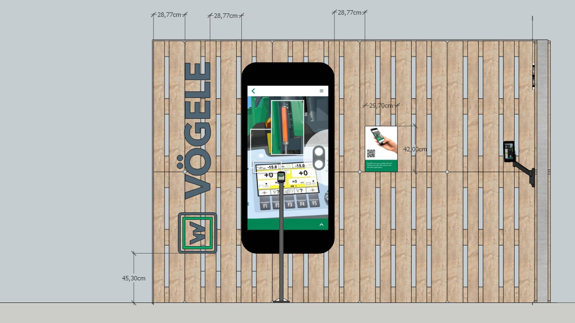 Drawing of a smartphone with the Vögele app